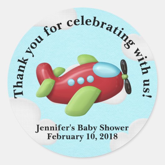 飛行機ステッカーに感謝ステッカー ラウンドシール (正面)