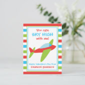 飛行機ストライプのバパーソナライズされたレンタインのカード ポストカード (スタンド正面)