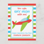 飛行機ストライプのバパーソナライズされたレンタインのカード ポストカード (正面)