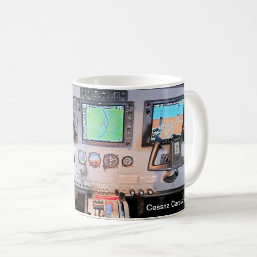 飛行機セスナキャラバン楽器パネルマグ コーヒーマグカップ (正面右)
