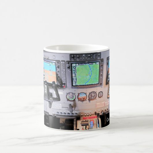 飛行機セスナキャラバン楽器パネルマグ コーヒーマグカップ (中央)