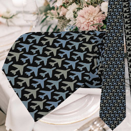 飛行機タイアルマーニグレイ(黒) ネクタイ