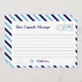 飛行機タイムカプセル男の赤ちゃんシャワー第1誕生日 アドバイスカード (正面/裏面)