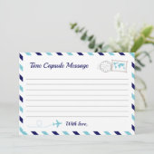 飛行機タイムカプセル男の赤ちゃんシャワー第1誕生日 アドバイスカード (スタンド正面)