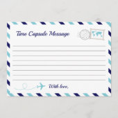 飛行機タイムカプセル男の赤ちゃんシャワー第1誕生日 アドバイスカード (正面)