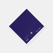 飛行機ダークブルーパーソナライズされた スタンダードカクテルナプキン (角)