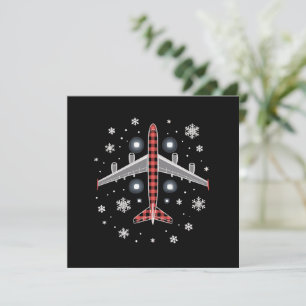 飛行機チェック柄クリスマスパイロット シーズンカード