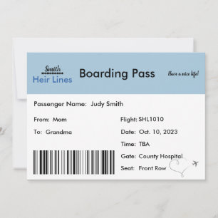 飛行機チケット妊娠の告知への家族 招待状