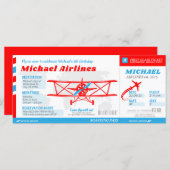 飛行機チケット搭乗パススタイル招待状 (正面/裏面)