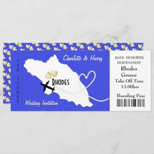 飛行機チケット搭乗券ローズギ結婚リシア 招待状 (正面/裏面)