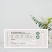 飛行機チケット旅行テーマ中性ベビーシャワー 招待状 (スタンド正面)