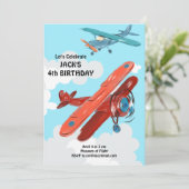 飛行機チャイルド誕生日 招待状 (スタンド正面)