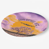 飛行機ツリーバイナリサンセット文字 ペーパープレート (アングル)