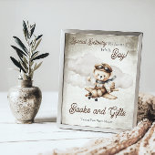 飛行機テディベアのシャワーの好意サイン ポスター