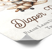 飛行機テディベアシャワーおむつラッフルサイン ポスター (角)