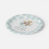 飛行機テディベアパステルジンガム1st誕生日 ペーパープレート (アングル)