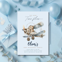 飛行機テディベアブルータイムフライ誕生日