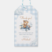 飛行機テディベアーブルーの誕生日 ギフトタグ (裏面)