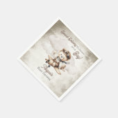 飛行機テディベア特別配送赤ちゃんシャワー スタンダードカクテルナプキン (角)