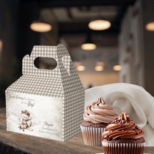 飛行機テディベア特別配送赤ちゃんシャワー フェイバーボックス