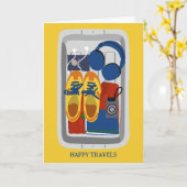 飛行機トレイの美しい旅を楽しむ カード (黄色い花)