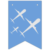 飛行機ハッピーバースデーブルーグレーパーティーデコール バンティングフラッグ (第1の旗)