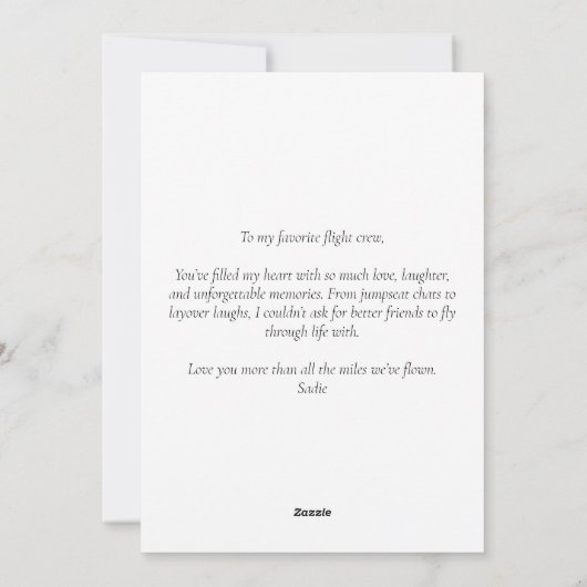 飛行機ハートと私は私のフライファミリーを愛する シーズンカード (裏面)