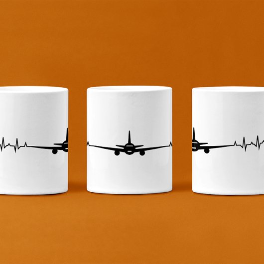飛行機ハートビット コーヒーマグカップ