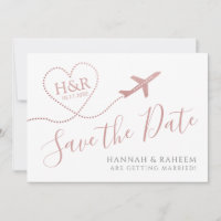 飛行機ハートピンクかわいい目的地の結婚式
