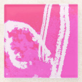 飛行機ハートピンク ガラスコースター (正面)