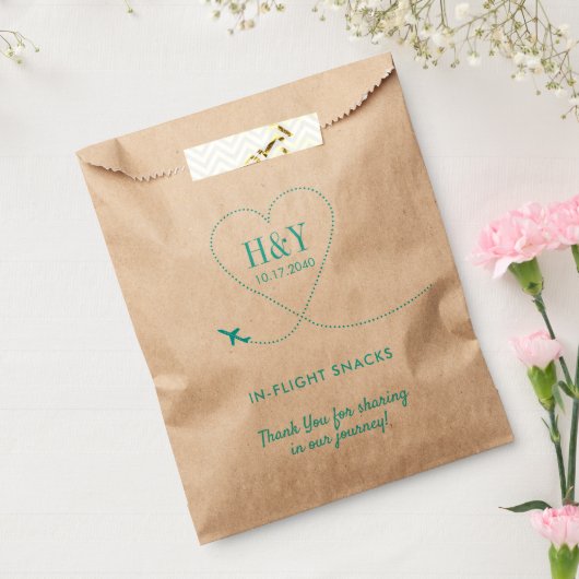飛行機ハート旅行テーマおやつの治療 フェイバーバッグ (封をした状態)