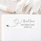 飛行機ハート旅行テーマ差出人住所ラベル ラベル (インサイチュ)