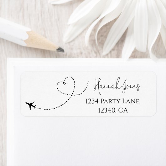 飛行機ハート旅行テーマ差出人住所ラベル ラベル (インサイチュ)