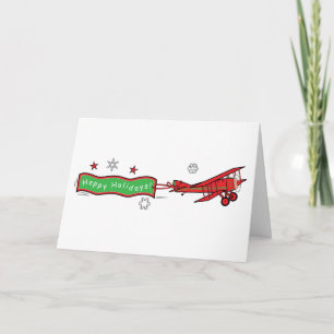 飛行機バイプレーンハッピーホリデーズクリスマス シーズンカード