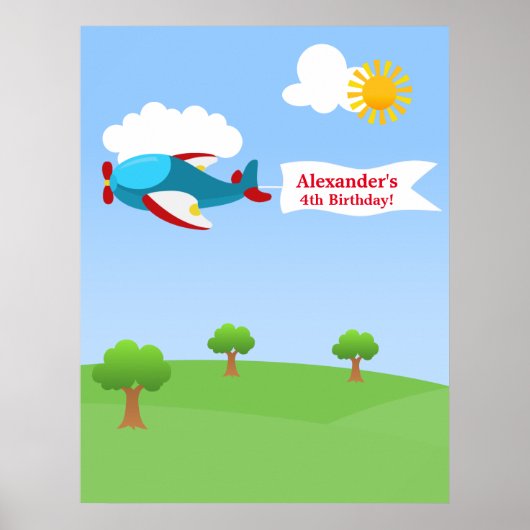 飛行機バナーボーイ誕生日ポスター ポスター (正面)