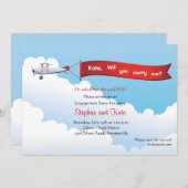 飛行機バナー婚約パーティ招待状 招待状 (正面/裏面)