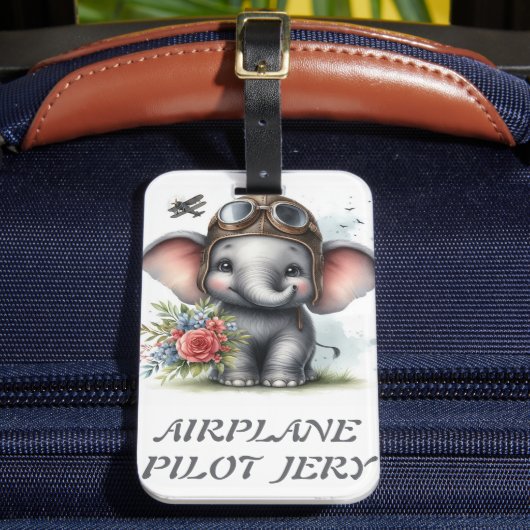 飛行機パイロットのジェリー ラゲッジタグ (正面インサイチュ2)