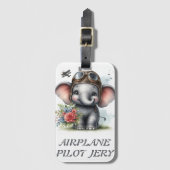 飛行機パイロットのジェリー ラゲッジタグ (正面縦)