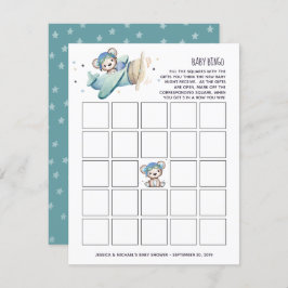 飛行機パイロットテディベアベビービンゴ 招待状