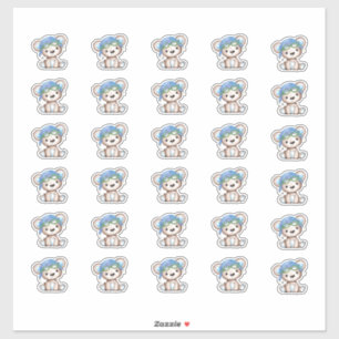 飛行機パイロットテディベア封筒クローズ1.5インチ シール