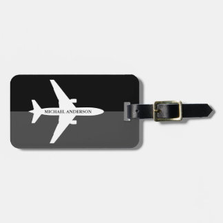 飛行機パイロットフライト黒とグレーの名旅行 ラゲッジタグ