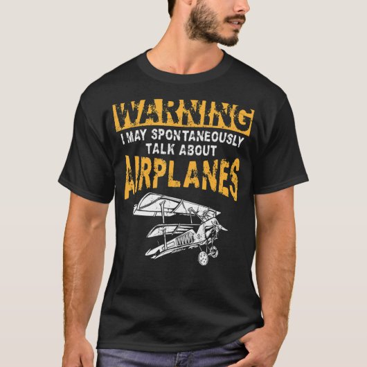 飛行機パイロットヴィンテージ二警告機飛行機二号機 Tシャツ (正面)