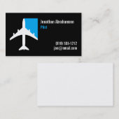 飛行機パイロット名刺ブラックブルーとホワイト 名刺 (正面/裏面)