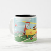 飛行機パイロット犬 ツートーンマグカップ (正面左)