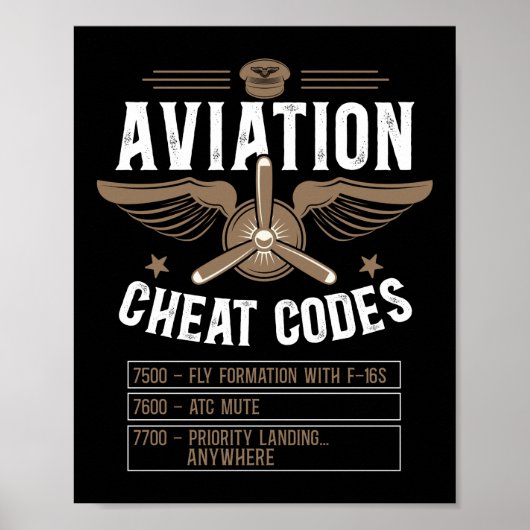 飛行機パイロット航空機航空胸部符号7500 ポスター (正面)