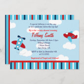 飛行機パイロット赤ちゃん男の子ベビーシャワー招待状 招待状 (正面/裏面)