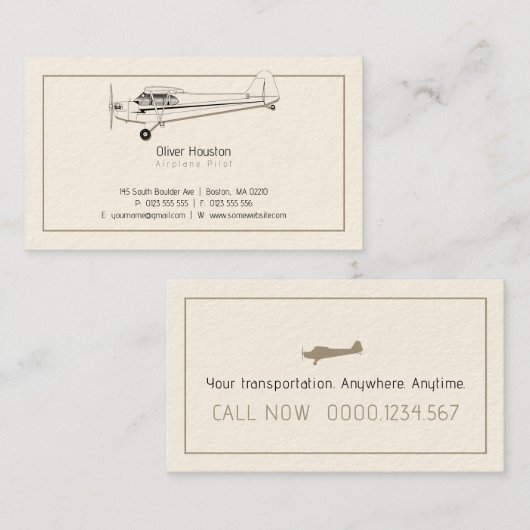 飛行機パイロット |航空 名刺 (正面/裏面)