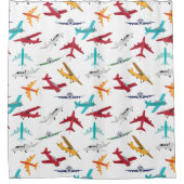 飛行機パタカラフルーンキッズバスルーム シャワーカーテン (正面)