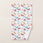 飛行機パタカラフルーンキッズバスルーム バスタオルセット (ハンドタオル)