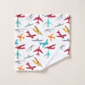 飛行機パタカラフルーンキッズバスルーム バスタオルセット (ウォッシュタオル)